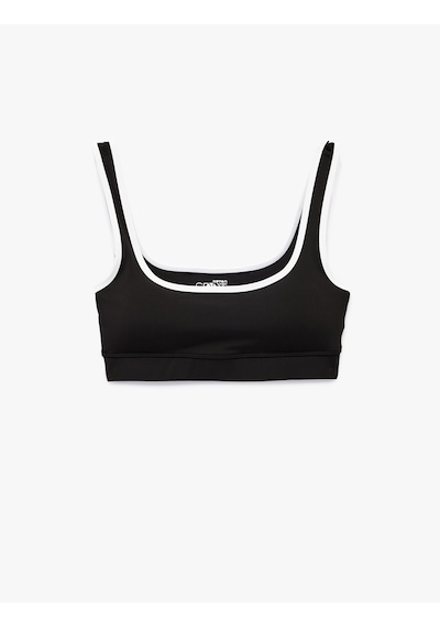 Koton U Yaka Kolsuz Slim Fit Biyeli Sporcu Sütyeni Siyah 6sak30175nk
