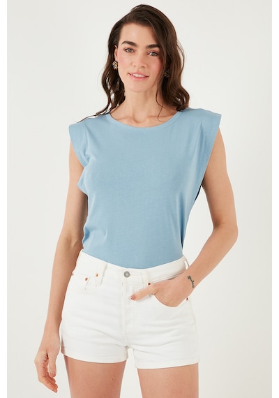 Lela Pamuklu Bisiklet Yaka Kolsuz Bayan T Shirt 5864019 Bebe Mavi