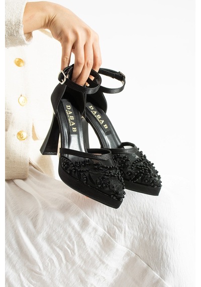Dabab Shoes Pearly Siyah Kadın Platformlu 11cm Topuklu İncili Bilekten Bantlı Abiye Gelin Düğün Ayakkabısı Dabab Shoes Pearly Siyah Kadın Platformlu 11cm Topuklu İncili Bilekten Bantlı Abiye Gelin Düğün Ayakkabısı