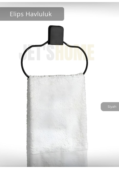 Jet's Home Elips Havluluk Paslanmaz Çelik Banyo Havluluk Düzenleyici Siyah Siyah