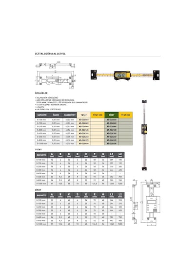 Fett 0-800mm Asimeto Dikey Dijital Doğrusal Cetvel As-326320