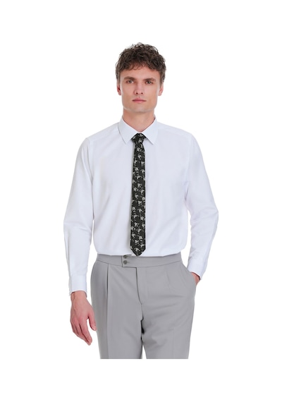Hatemoğlu Beyaz Slim Fit 100% Pamuk Slim Yaka Pamuklu Uzun Kollu Gömlek 1996519 Beyaz