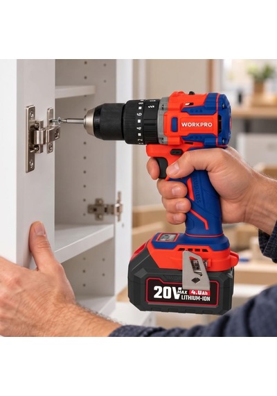 Workpro Wp390020 20volt 4.0ah Li-ion 65nm. Çift Akülü Kömürsüz Profesyonel Şarjlı Darbeli Matkap