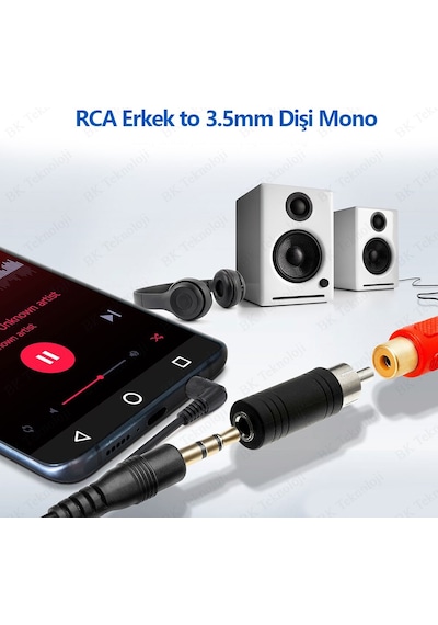 RCA Erkek to 3.5mm Dişi Mono Dönüştürücü Adaptör