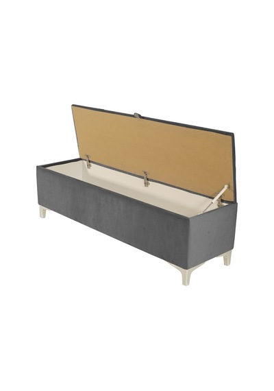Vetra V2 Sandıklı Puf  Gri Dilimli Model Sandıklı Bench Puf - Sandıklı Yatak Ucu Bankı