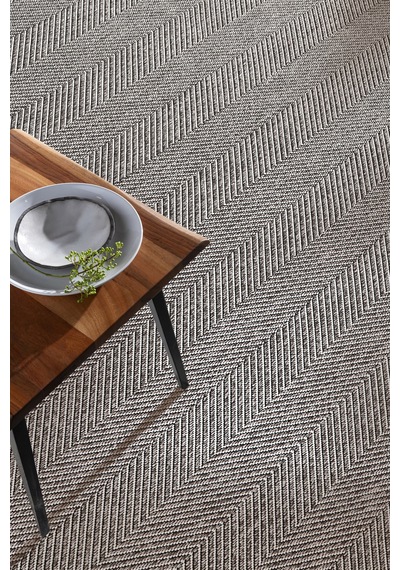 Elit Premium Sisal Jut Halı 1002 - Antrasit Balık Sırtı Desen Antrasit-krem Krem