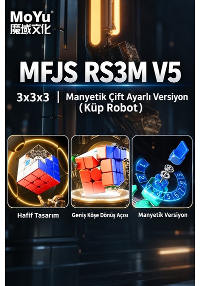 Moyu Mfjs Rs3m V5 3x3 Manyetik Hız Küpü Robot Standlı Çift Ayarlı Profesyonel Speed Cube