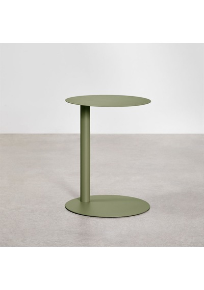Paledin Design Magna Yan Sehpa Modern Yuvarlak Çelik Koltuk Yanı Sehpası Granit Grisi 40x40x50 Cm Yeşil