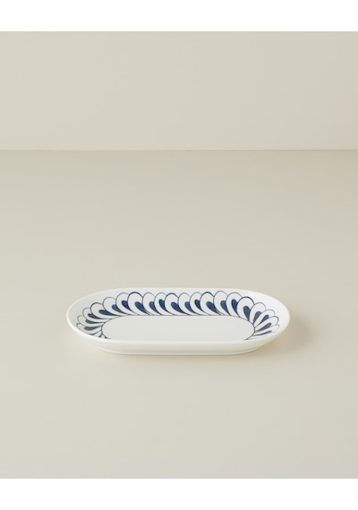English Home Harmony Talavera Porselen Kayık Tabak 24 Cm Beyaz - Lacivert