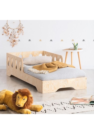 Markaawm Montessori Yatak Korumalıklı Ahşap Karyola Çocuk Ve Bebek Odası Akçaağaç