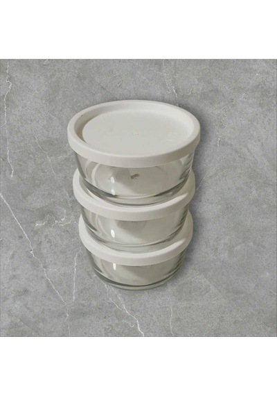 Feyzade Round Saklama Kabı 1490 Cc X 3 Adet Beyaz Kapaklı Karışık