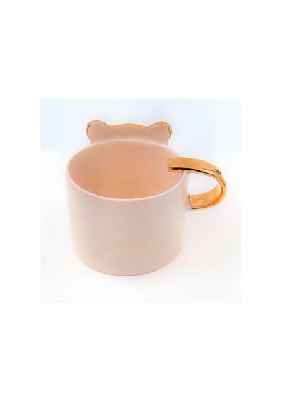 24 Ayar Altın Işlemeli Kedi Kabartmalı El Yapımı Mug 220 Ml Beyaz - Çok Renkli