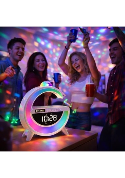 Led Işıklı Kablosuz Şarjlı Bluetooth Hoparlörlü Alarm Saati Mükemmel Ses, Işık Ve Konfor Tek Bir Cihazda