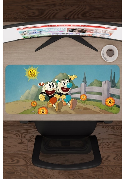 Cuphead Kaymaz Dikişli Kauçuk Oyuncu Mousepad V4 - 70x30 Xl Gaming Mouse Pad Fare Altlığı