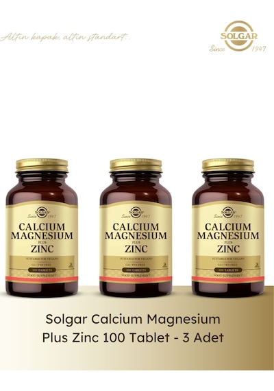Solgar Calcium Magnesium Plus Zinc 100 Tablet 3 Lü Paket
