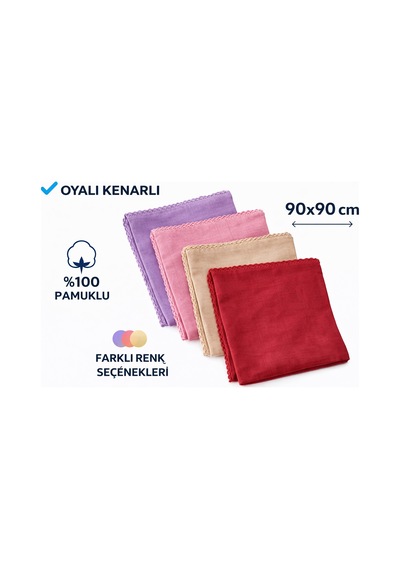 Algelsineve Pamuklu Desensiz, Yazma Yemeni Veya Tülbent, Kroşetalı, Tamamen Pamuklu, Terletmez Bej
