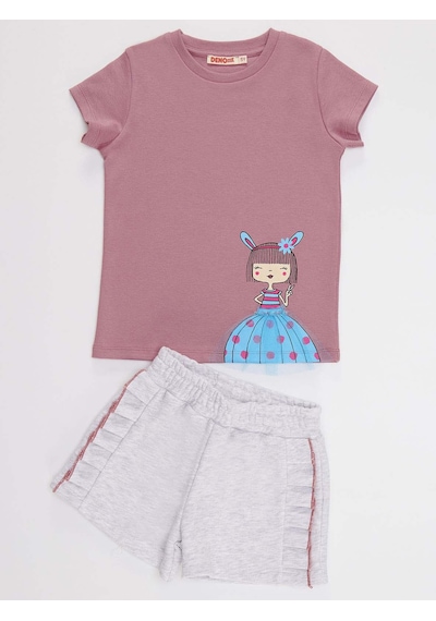 Tüllü Lily Kız Çocuk T-shirt Şort Takım