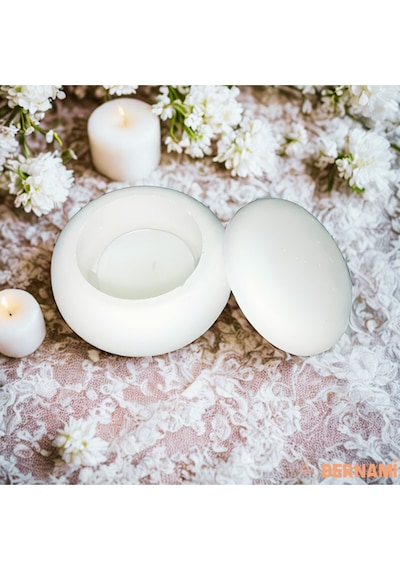 Bernami Mumluk Şamdanpinterest Hediyelik Nişan Düğün Kına Doğum Günü İçin Oval Kapaklı Mumluk Tealight Mumlu - 10 Adet Diğer