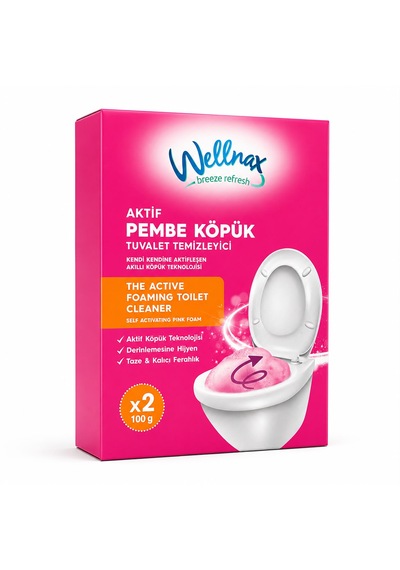 Wellnax Aktif Pembe Köpük Tuvalet Temizleyici 2x100 G