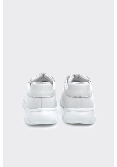Derinet Comfort Taban Hakiki Deri Lastik Bağcıklı Erkek Sneaker Beyaz Beyaz
