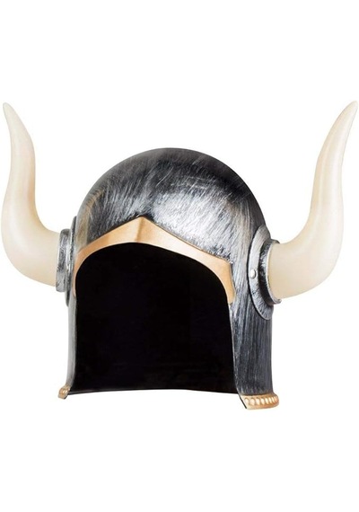 Mega Boynuzlu Viking Ivar Kaskı Eskitilmiş Desen Gümüş Renk 2 "