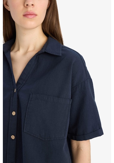 DeFacto Boxy Fit Basic Düz Kısa Kollu Gömlek V2523AZ25SPNV253