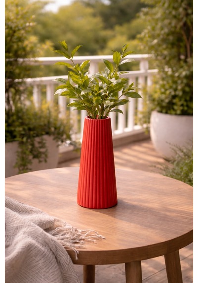 Modern Beyaz Vazo Güne Sade Bir Başlangıç 17.8 7.7 Cm Kırmızı