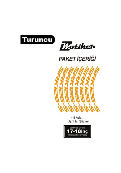 Rks Qj Motor Srk 125-s Motosiklet Jant İçi Sticker Etiket Modeli Turuncu