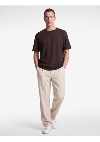 Koton Pamuklu Bisiklet Yaka Kısa Kollu Basic Oversize Tişört Kahverengi 7wam10086mk