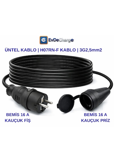 Evdecharge H07rn-f Uzatma Kablosu 3 2,5 Mm² 30 Metre 16a Elektrikli Araç Şarjı İçin En Doğru Uzatma Kablosu