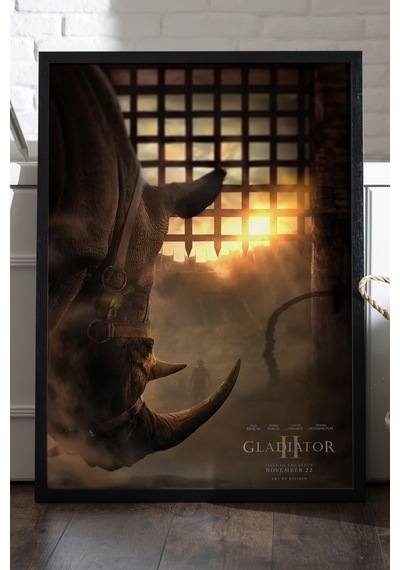 Gladyatör Siyah Ahşap Çerçeveli Poster, Dekoratif Film Duvar Tablosu