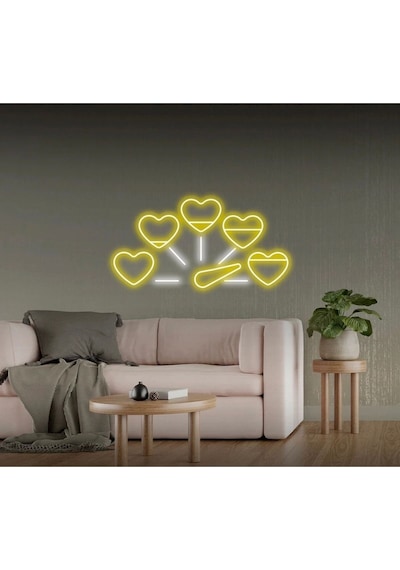 Kalpli Hız Göstergesi Şekilli Neon Tabela Sarı