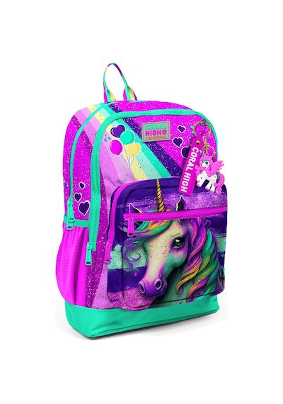 Coral High Dört Bölmeli Pembe Su Yeşili Unicorn Desenli İlkokul Sırt Çantası - Kız Çocuk