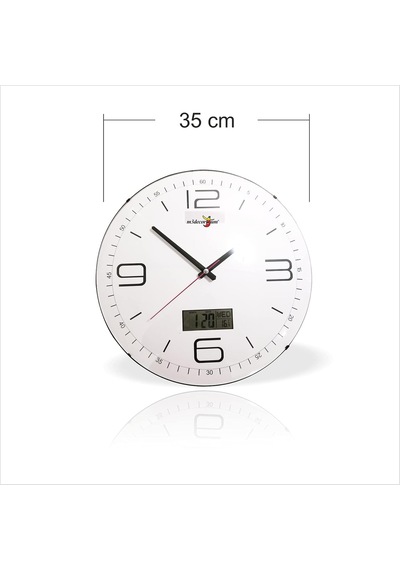 M3 Decorium Büyük Beyaz Hassas Dijital Termometreli Tarih Göstergeli 35 Cm Sessiz Kayar Saniyeli Duvar Saati Diğer