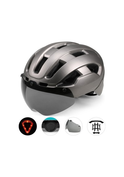 Honmex Bisiklet Kaskı Bisiklet Kaskı Yol Kaskı Gözlük Ve Arka Lambası Ce, Cpsc Sertifikalı Titanyum Koyu Gri