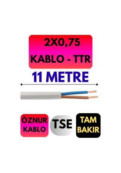 Öznur 2x0,75 Ttr Kablo Metre Seçenekli Beyaz - 11 Metre