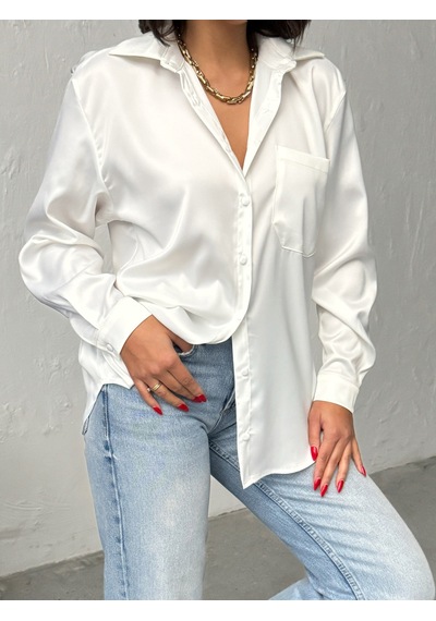 Verymoda Saten Gömlek - F2062 Krem