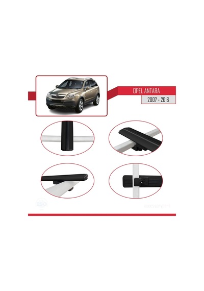 Opel Antara 2007-2016 Arası İle Uyumlu Basic Model Ara Atkı Tavan Barı Siyah 3 Adet