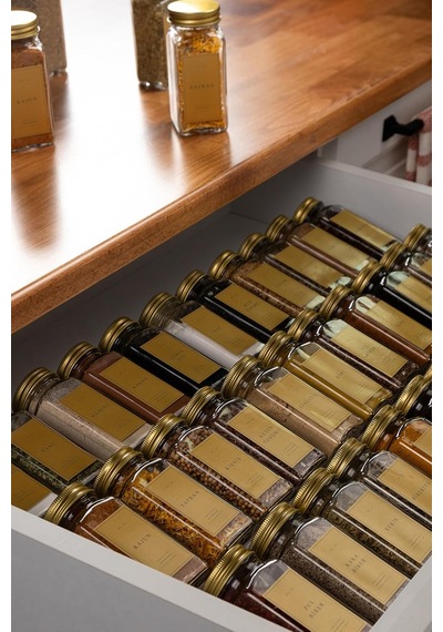 18'li Baharatlık Seti, 120 Ml, Gold Kapak Ve Etiketli Standsız Takım Diğer