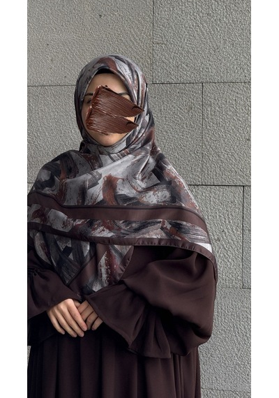 Qalortex Scarf Pamuklu Soft Fırça Desen Eşarp-kahve