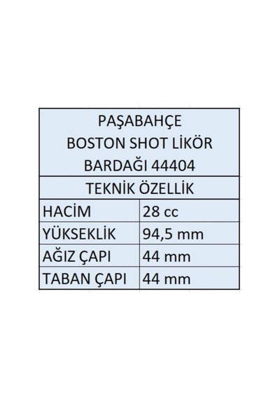 44404 Boston Shot Bardağı 28cc - 12 Adet