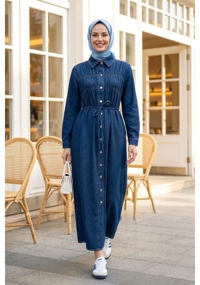 Hb Harma Time Butik Kadın Beli Bağcıklı Boydan Düğmeli Koyu Mavi Kot Tesettür Elbise Koyu Mavi Koyu Mavi Hb Harma Time Butik Kadın Beli Bağcıklı Boydan Düğmeli Koyu Mavi Kot Tesettür Elbise Koyu Mavi Koyu Mavi