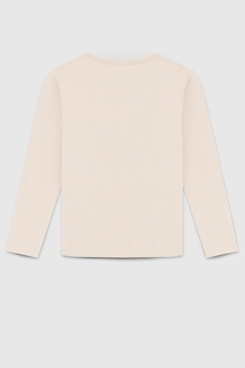 United Colors Of Benetton Kız Çocuk Bnt-g23332 Uzun Kollu Tshirt Bej-1876 Bej