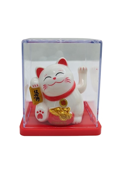 Maneki Neko El Sallayan Mini Şans Kedisi Beyaz Solar Güneş Enerjili 5x5cm Y5byz05 Standart