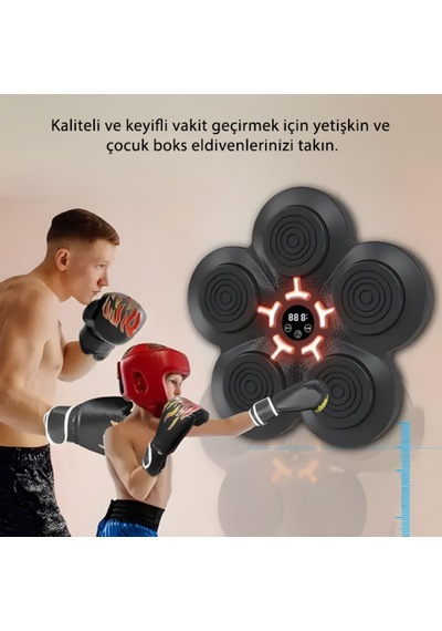 Mdhl Qb-01 Akıllı Müzikli Boks Makinesi Bluetooth Bağlantılı, Led Işıklı, Duvara Monte Antrenman Hedefi