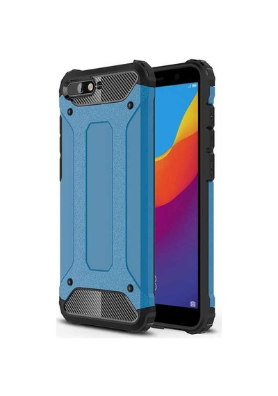 Noktaks - Huawei Uyumlu Huawei Y6 2018 - Kılıf Çift Katman Zırh Tank Crash Military Kapak - Mavi