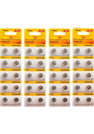 Powermaster AG13 LR44 Kartela Alkaline Düğme Pil 10 x 4'lü