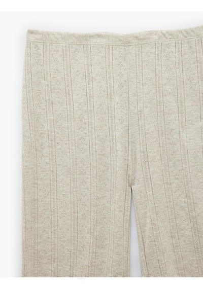 Koton Beli Lastikli Dokulu Uzun Pijama Altı Bej Melanj 7wlk40111mk