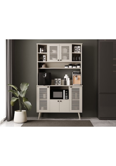 Kahve Köşesi 120 Cm %100 Mdf Panjur Kapak Çok Amaçlı Dolap Kumtaşı