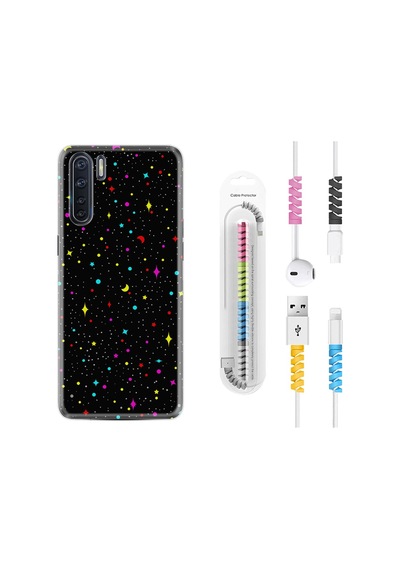 Oppo A91 Kılıf Kablo Koruyuculu Puantiye Ve Ay 1726